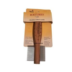 Burts Bees Cat Double Sided Comb 2 in 1 Regular & Flea Comb Metal Grooming New